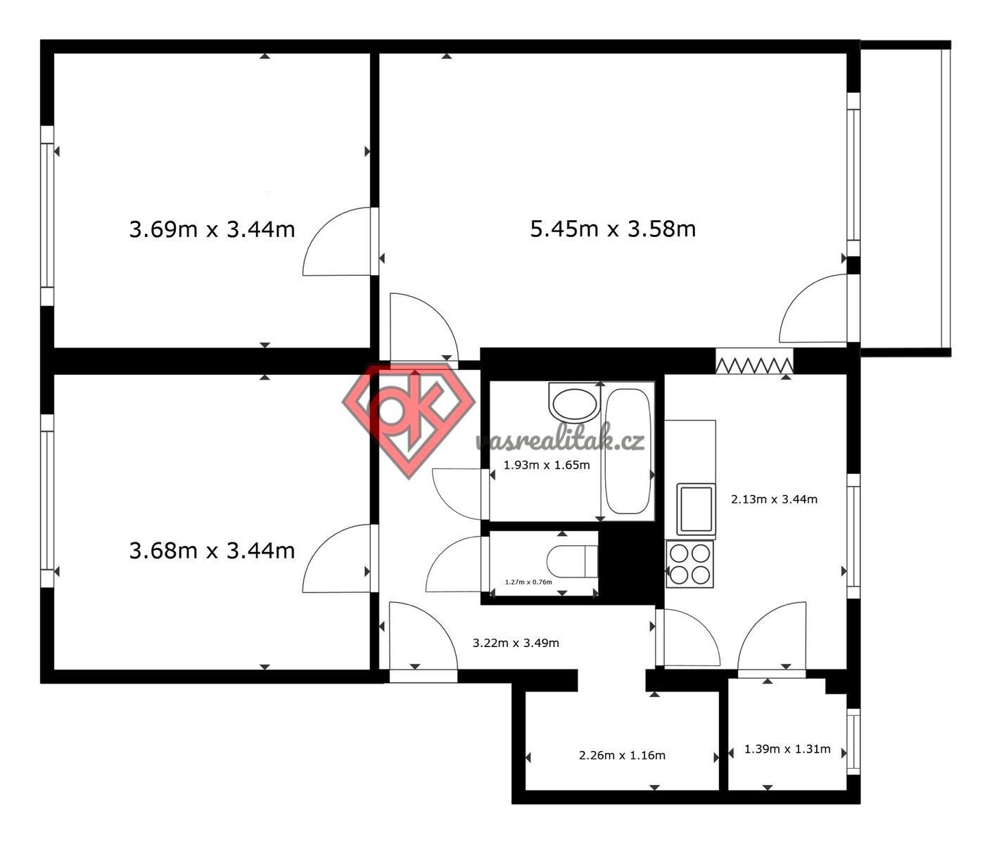 Pronájem byt 3+1 - V Zahradách, Brandýs nad Orlicí, 72 m²