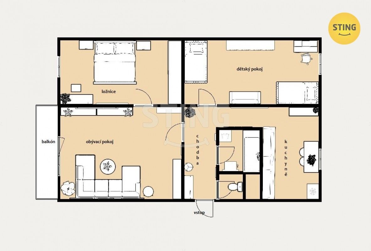 Prodej byt 3+1 - Kojetín, 752 01, 72 m²