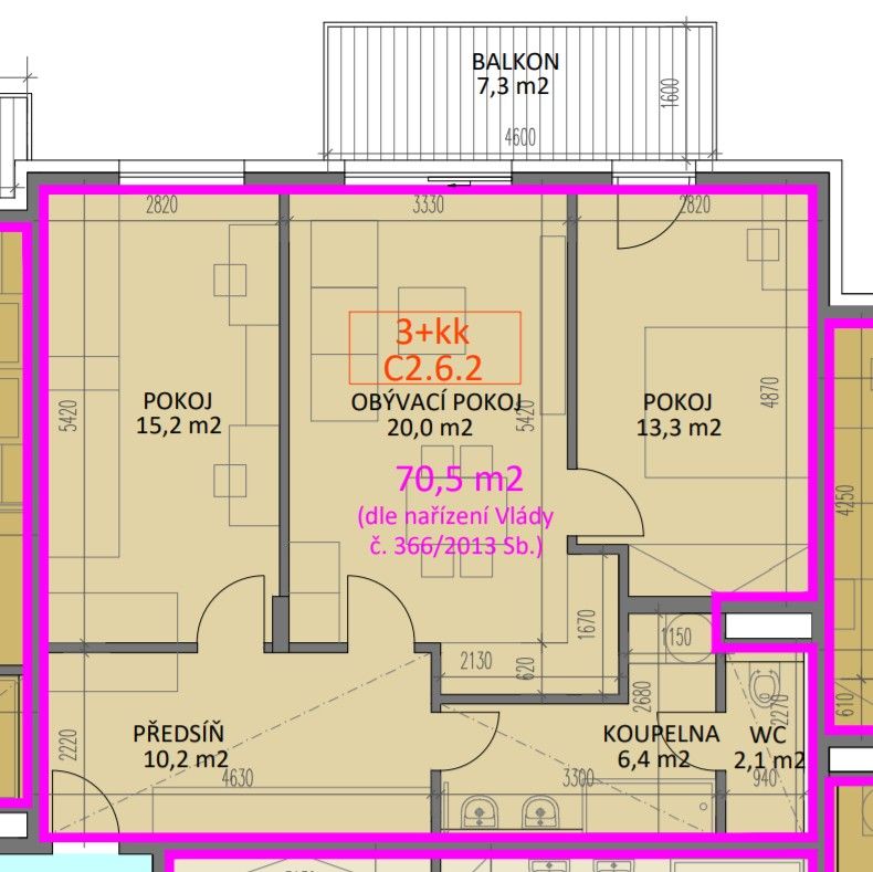 Pronájem byt 3+kk - Na zlaté stoce 1862/9b, 70,5 m²