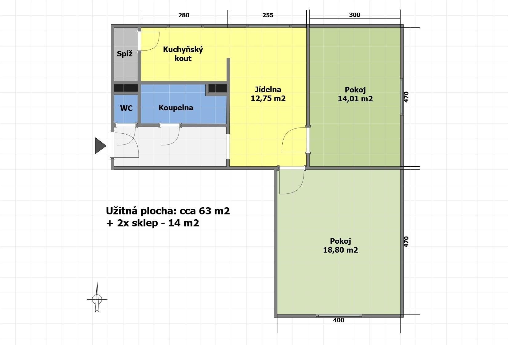 Prodej byt 3+kk - Čenkovice, 63 m²