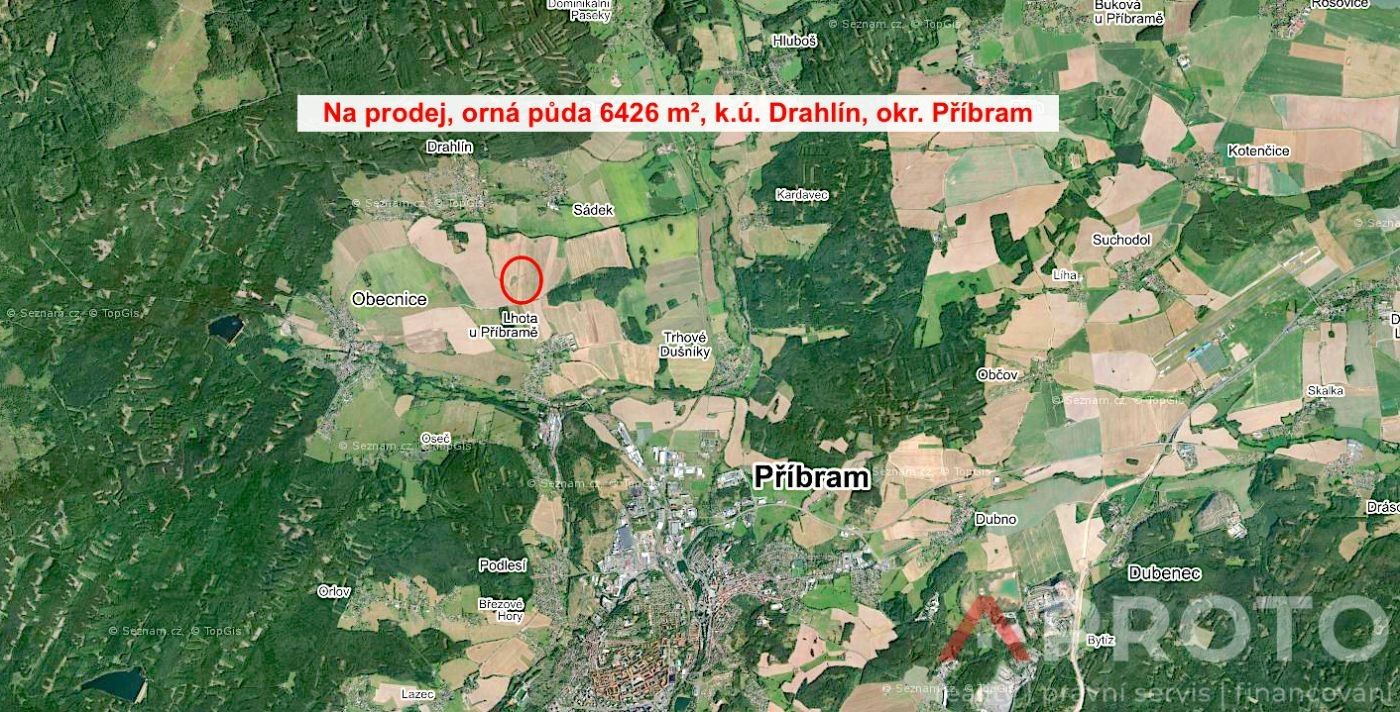 Prodej zemědělský pozemek - Drahlín, 6 426 m²