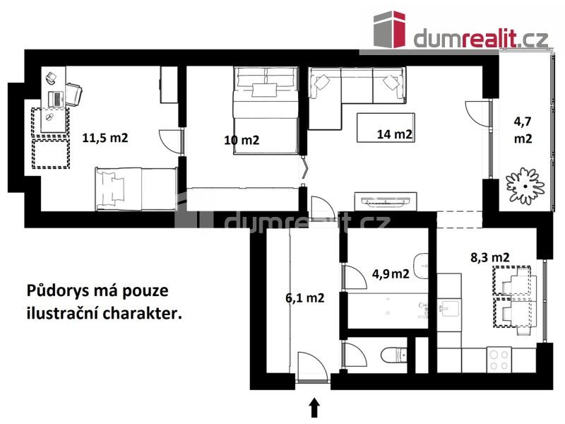 Prodej byt 3+1 - Pohraniční stráže, Vyšší Brod, 62 m²