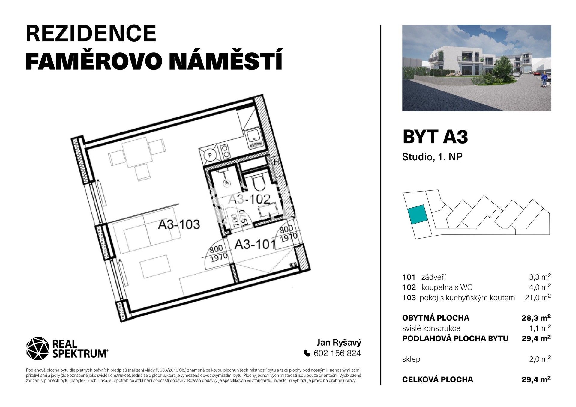 Prodej byt 1+kk - Faměrovo náměstí, Brno, 29 m²