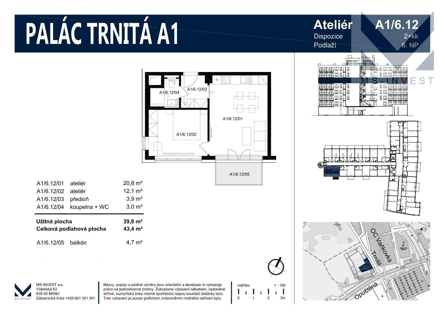 Prodej byt 2+kk - Trnitá, Brno, 40 m²