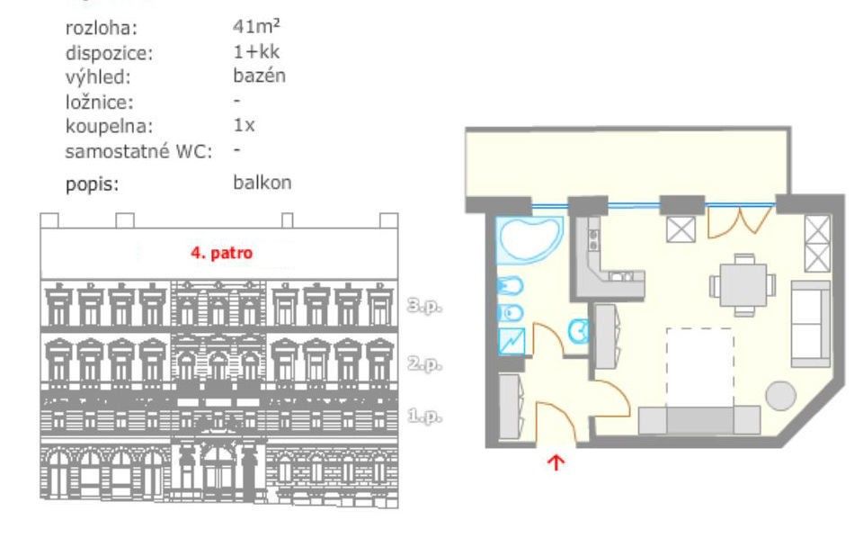 Pronájem byt 1+kk - Italská, Praha, 41 m²