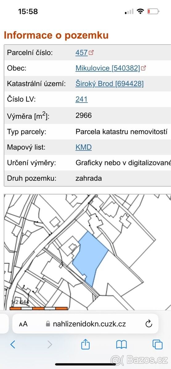 Prodej zahrada - Mikulovice u Jeseníku, 790 84, 2 966 m²