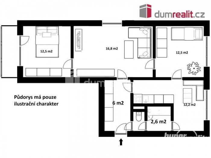Prodej byt 3+1 - Míru, Vyšší Brod, 60 m²