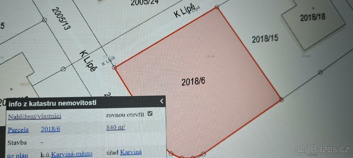 Prodej pozemek pro bydlení - Karviná, 735 06, 840 m²