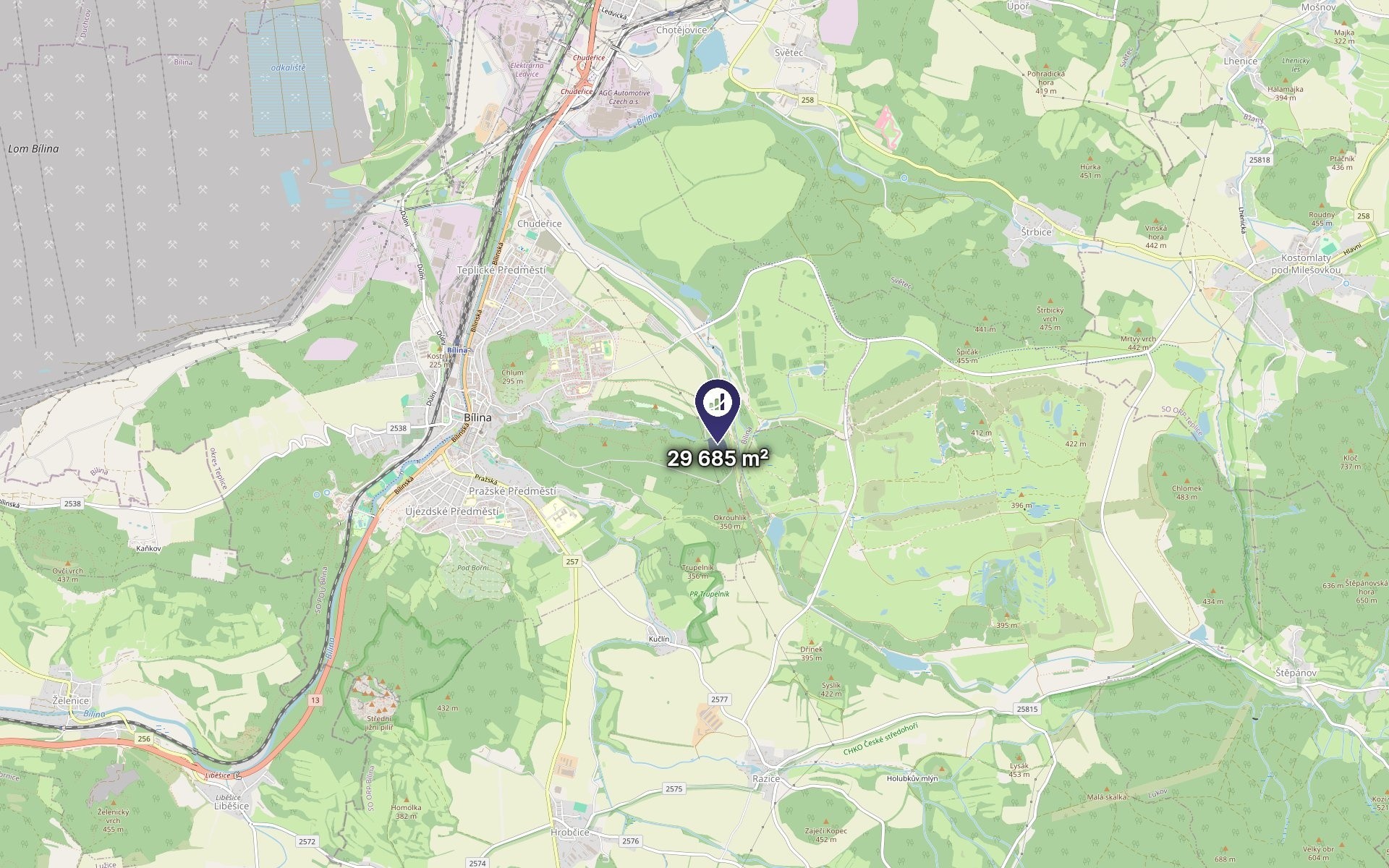 Pozemek · 29 685 m² · Bílina - 3