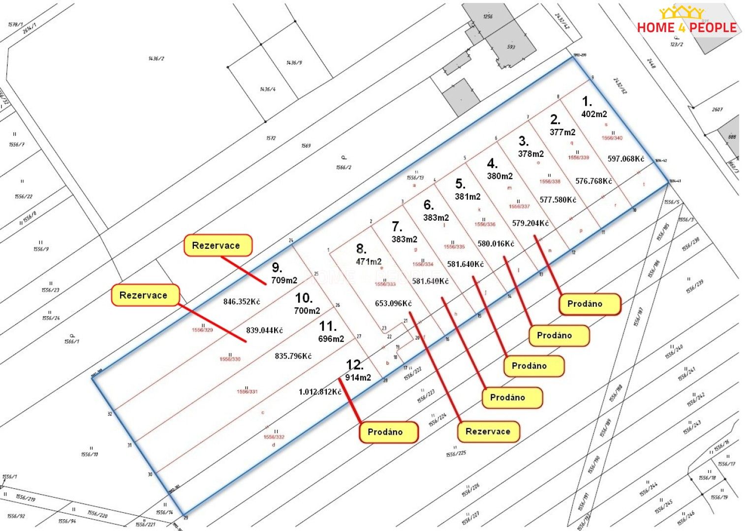 Pozemky pro bydlení, Dolní, Tlumačov, 696 m²