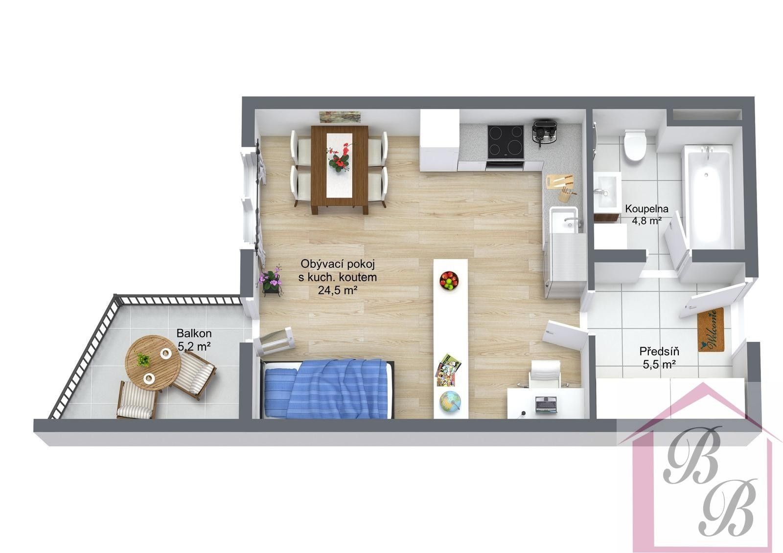 Pronájem byt 1+kk - Jeremenkova, Praha, 44 m²