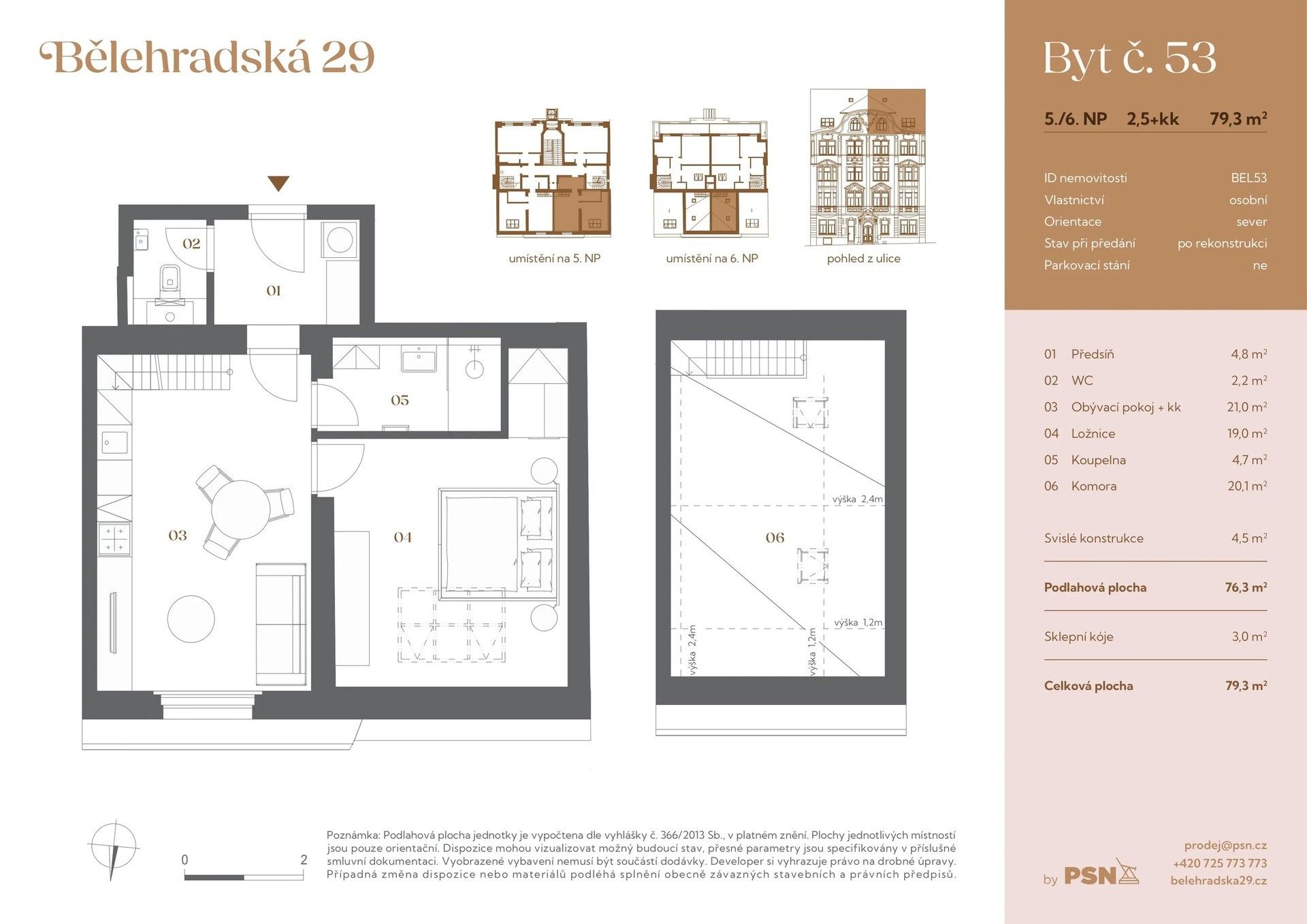 Byty, Bělehradská, Praha, 72 m² - 2
