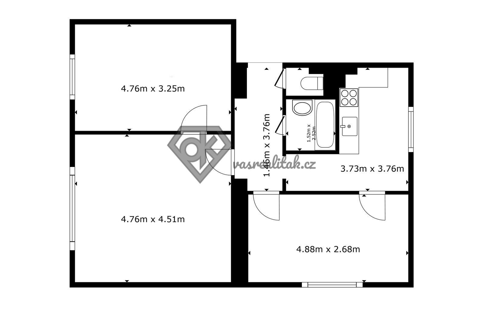 Prodej byt 3+1 - Albrechtická 814, Lanškroun Žichlínské Předměstí, 72 m² - 2