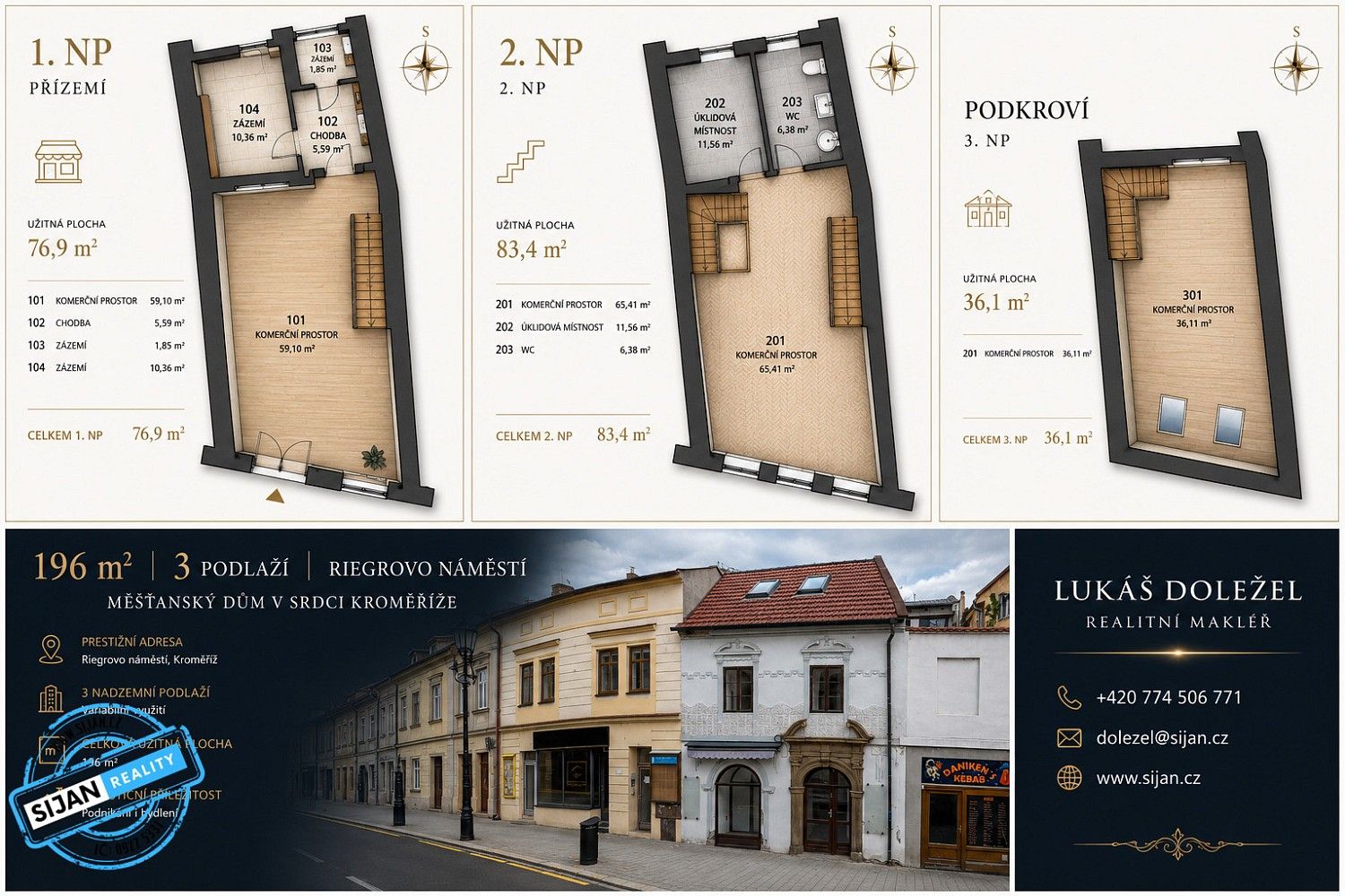 Obchodní prostory, Kroměříž, Zlínský kraj, 196 m² - 2