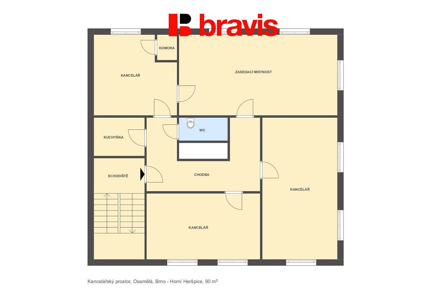 Pronájem kancelář - Brno - Horní Heršpice, okres Brno-město, Jihomoravský kraj, 90 m² - 5