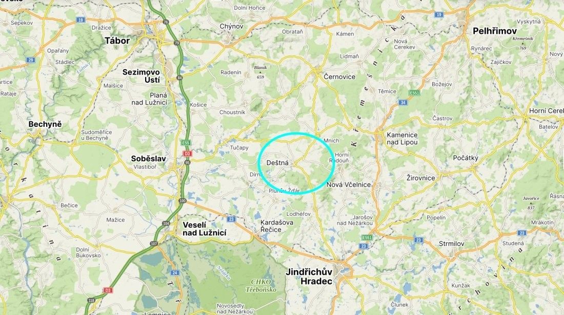 Prodej pozemek pro bydlení - Deštná u Jindřichova Hradce, 378 25