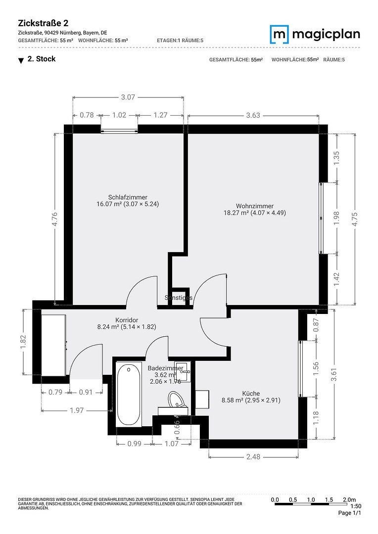 2+1, Zickstr 2 Nürnberg Bärenschanze Bayern 90429, 55 m² - 1