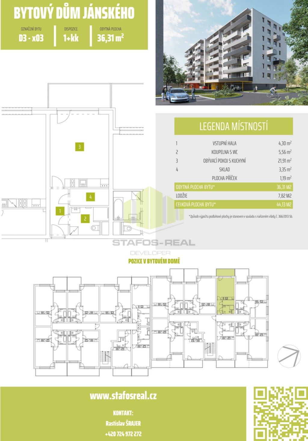 Pronájem byt 1+kk - Janského, Olomouc, 36 m²