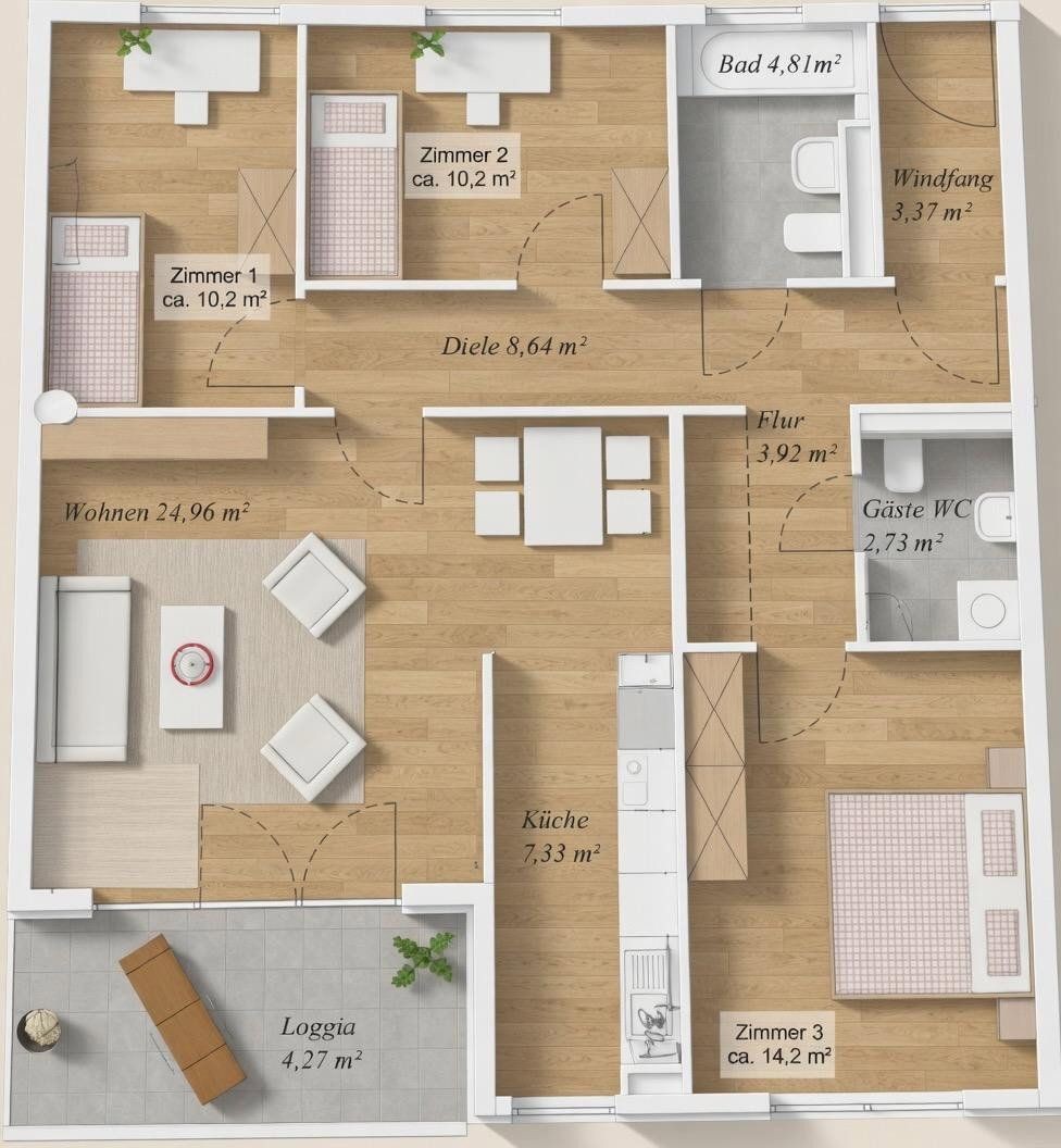 4+1, München Am Hart Bayern 80937, 96 m² - 1
