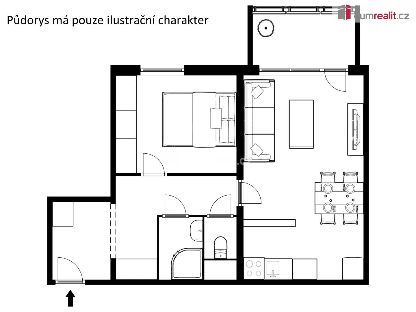 Pronájem byt 2+kk - Sídliště, Velešín, 44 m² - 5