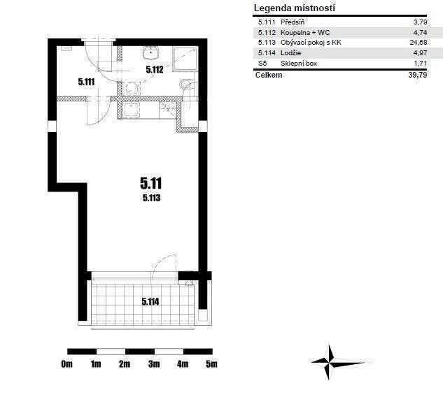 Pronájem byt 1+kk - Nezvalova 1293, Olomouc Hodolany, 33 m² - 5