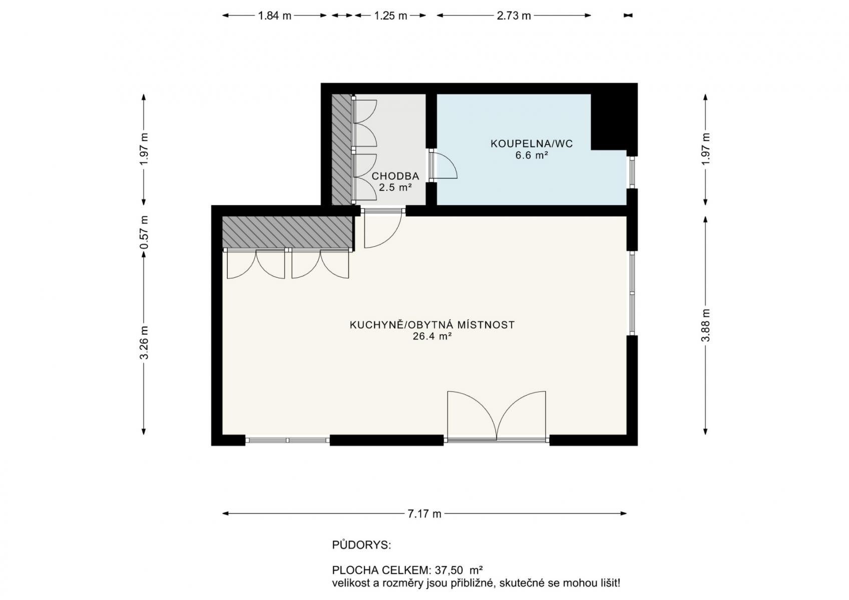 1+kk, Bechyňská, Tábor, 38 m² - 2