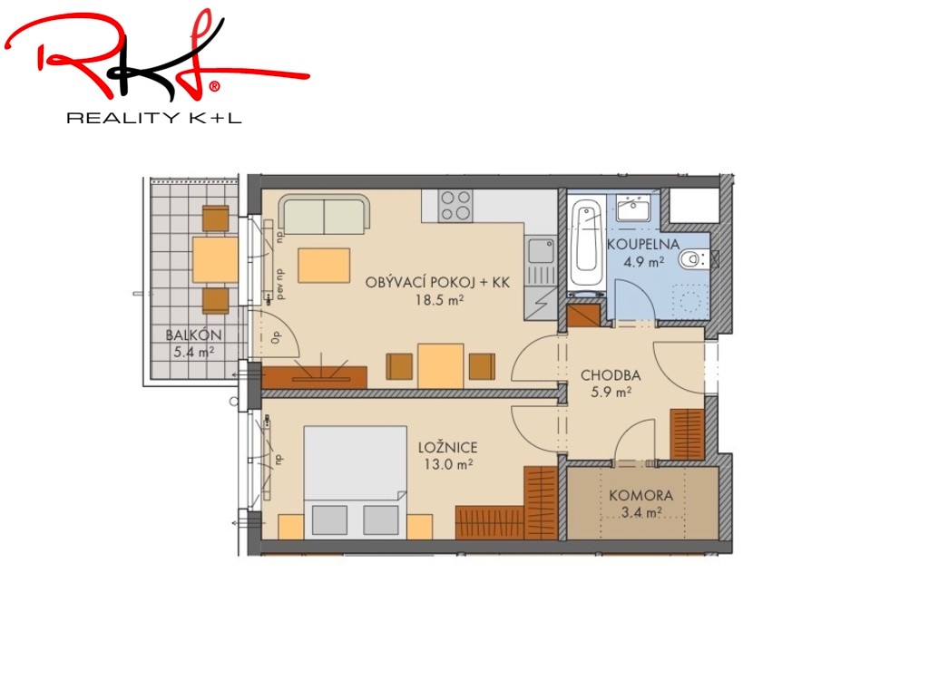 2+kk, Thomasova, Praha Třebonice, 53 m² - 2