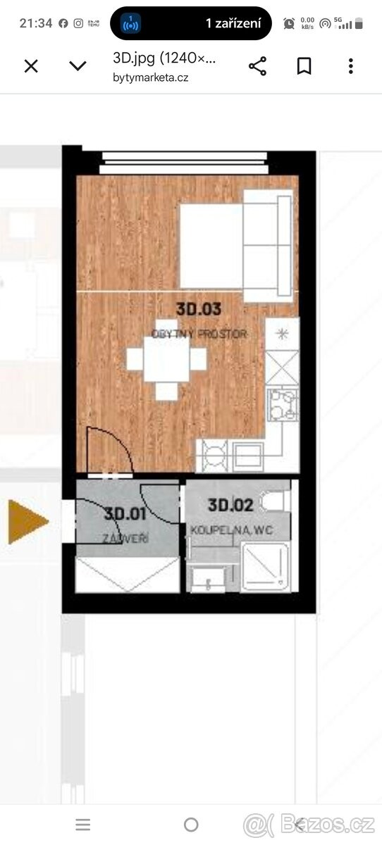 Byt 1+kk · 28,9 m² · Strakonice, 386 01 - 4