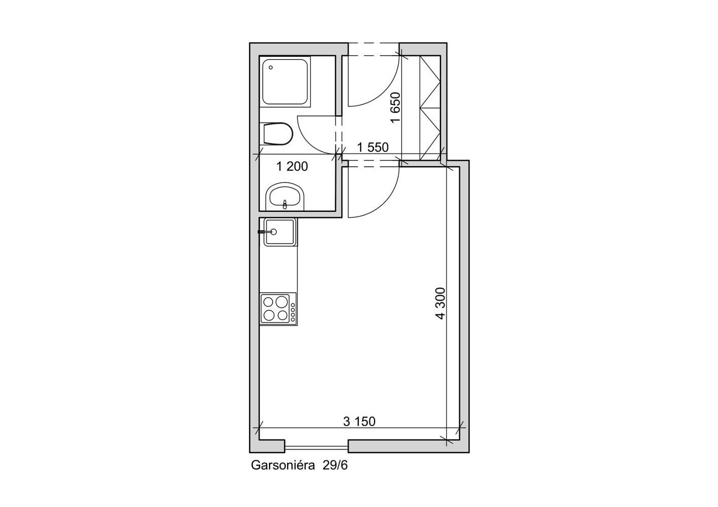 Pronájem byt 1+kk - Petra Jilemnického, Hradec Králové - Plotiště nad Labem, 18 m² - 5
