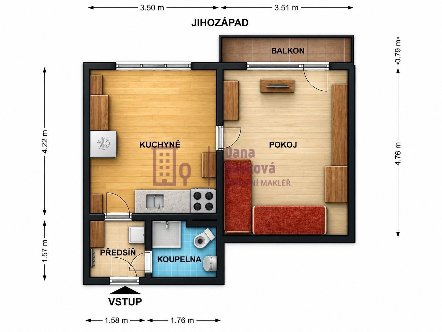 Byt 1+1 · 36 m² · sídliště U Nádraží 789, Jindřichův Hradec II - 4