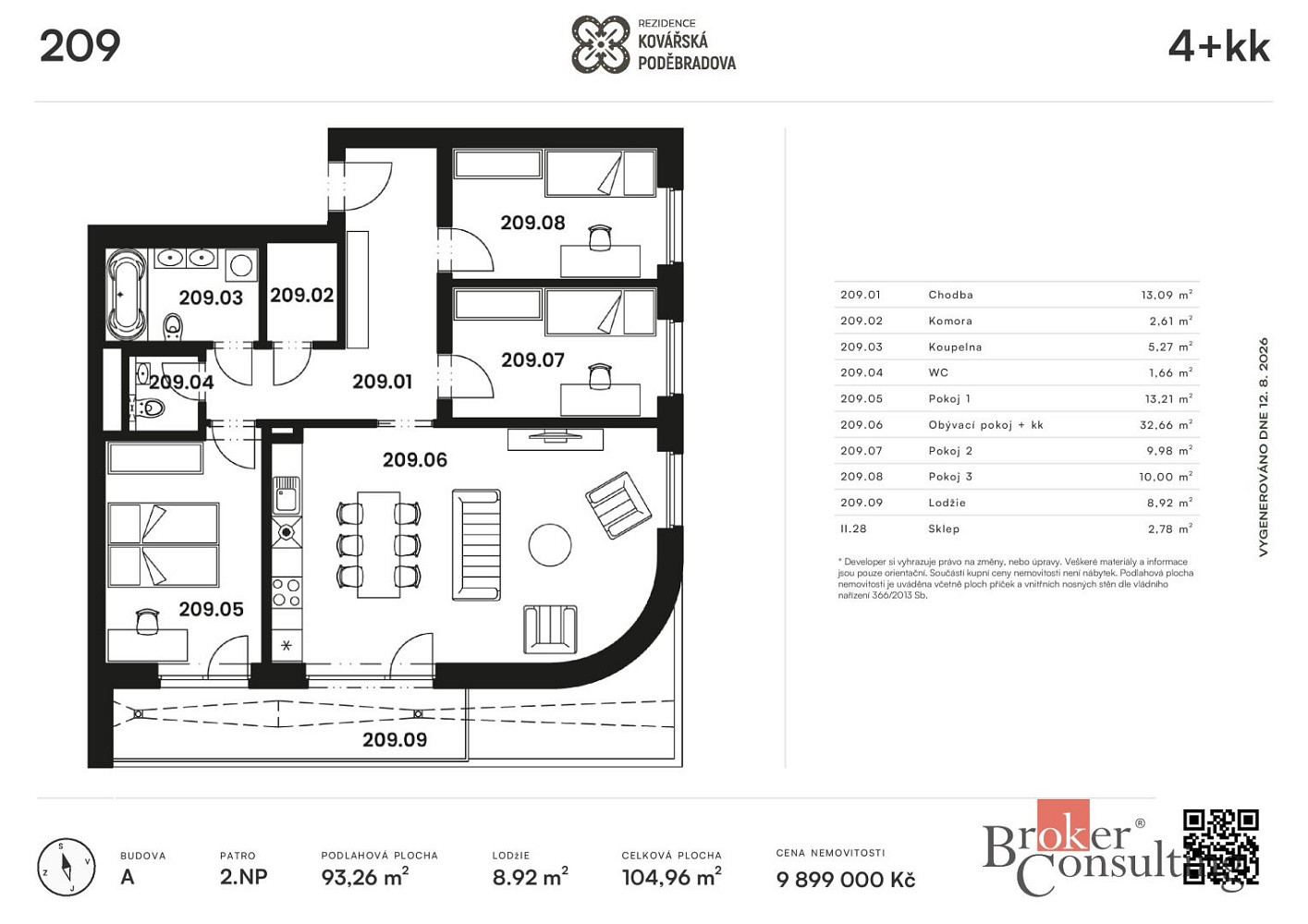 Byt 4+kk · 105 m² · Poděbradova, Plzeň - Jižní Předměstí - 3