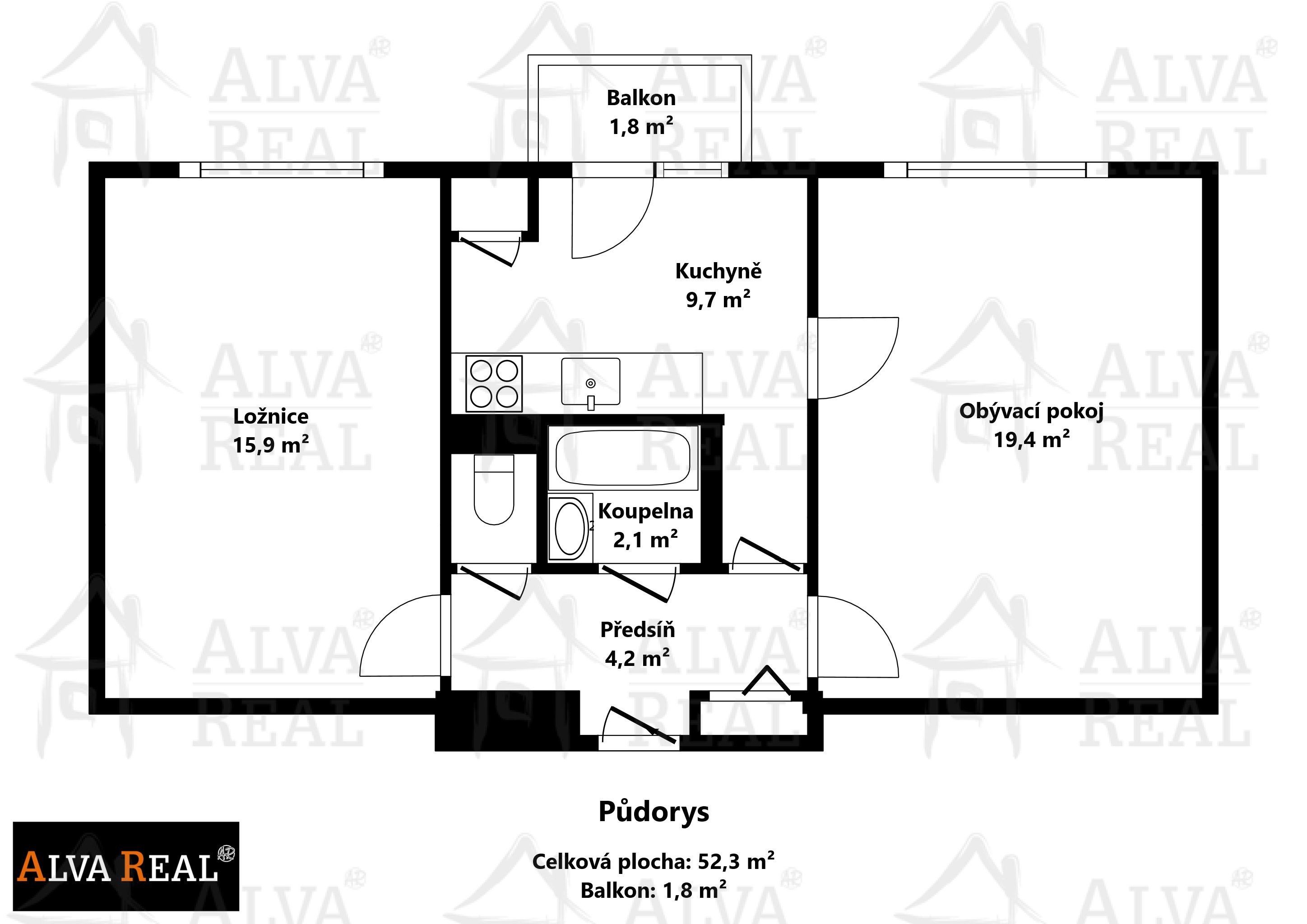 2+1, Rybářská, Brno, 52 m²