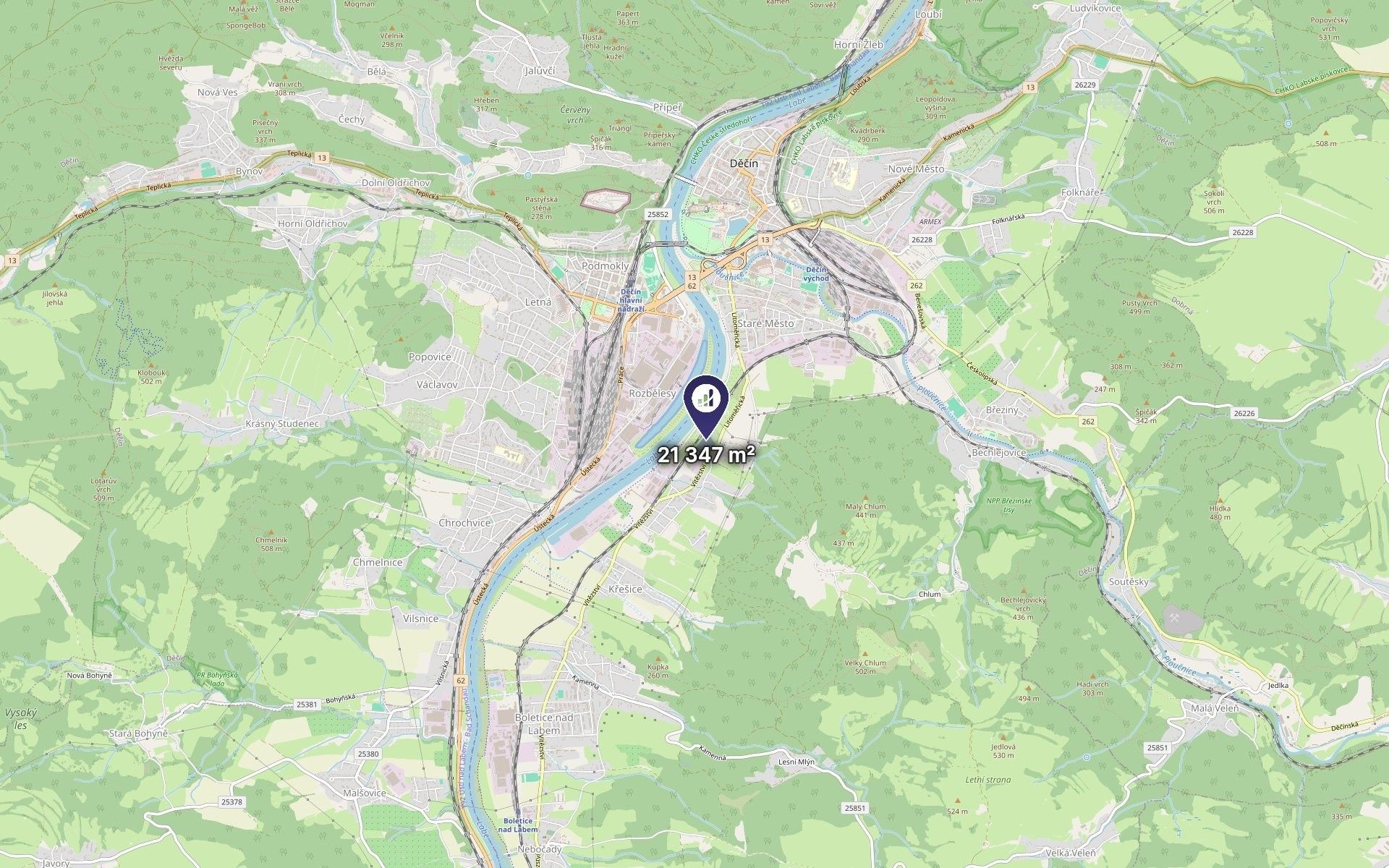 Pozemek pro bydlení · 21 347 m² · Děčín - 3