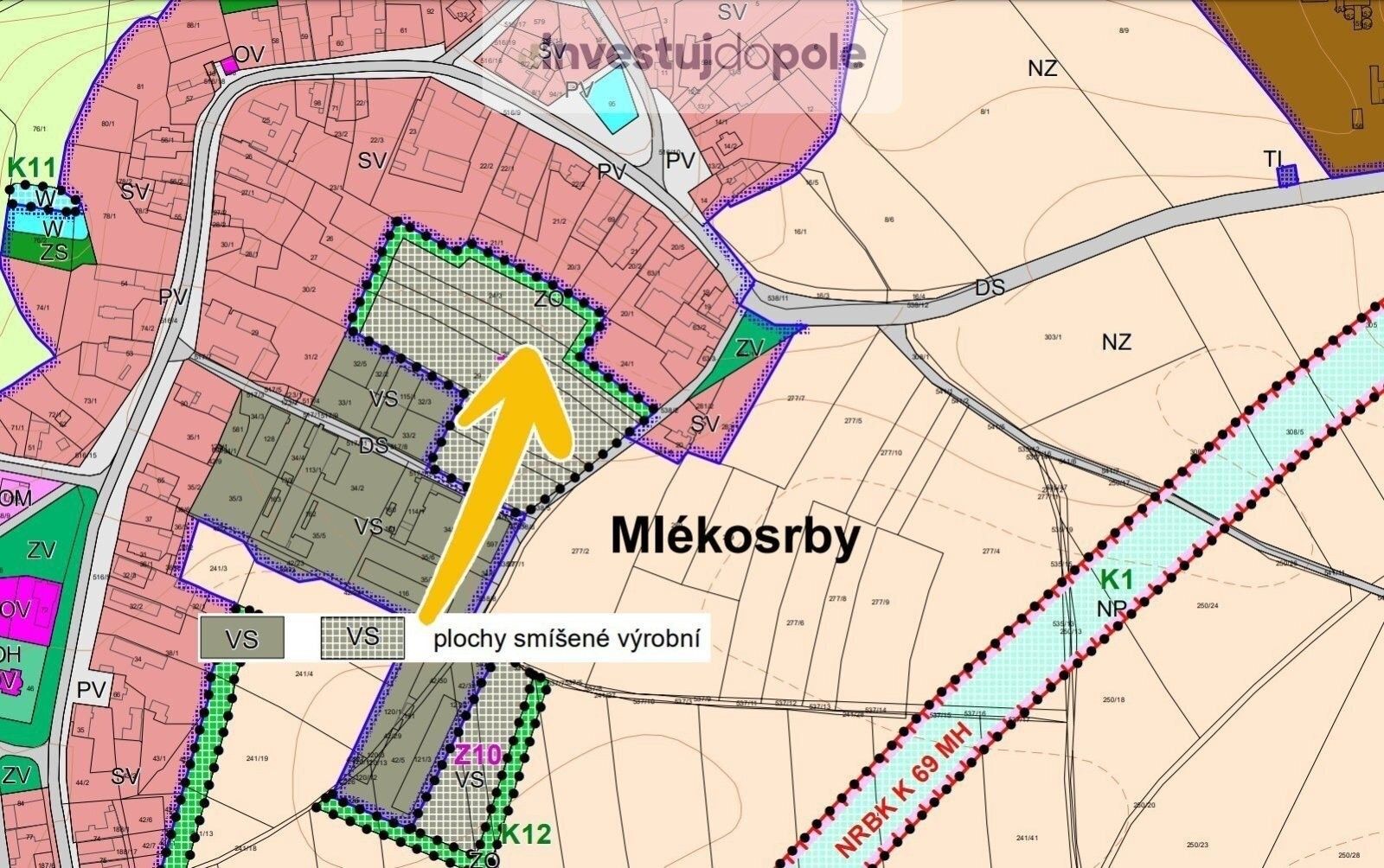 Komerční pozemek · 1 205 m² · Mlékosrby - 4