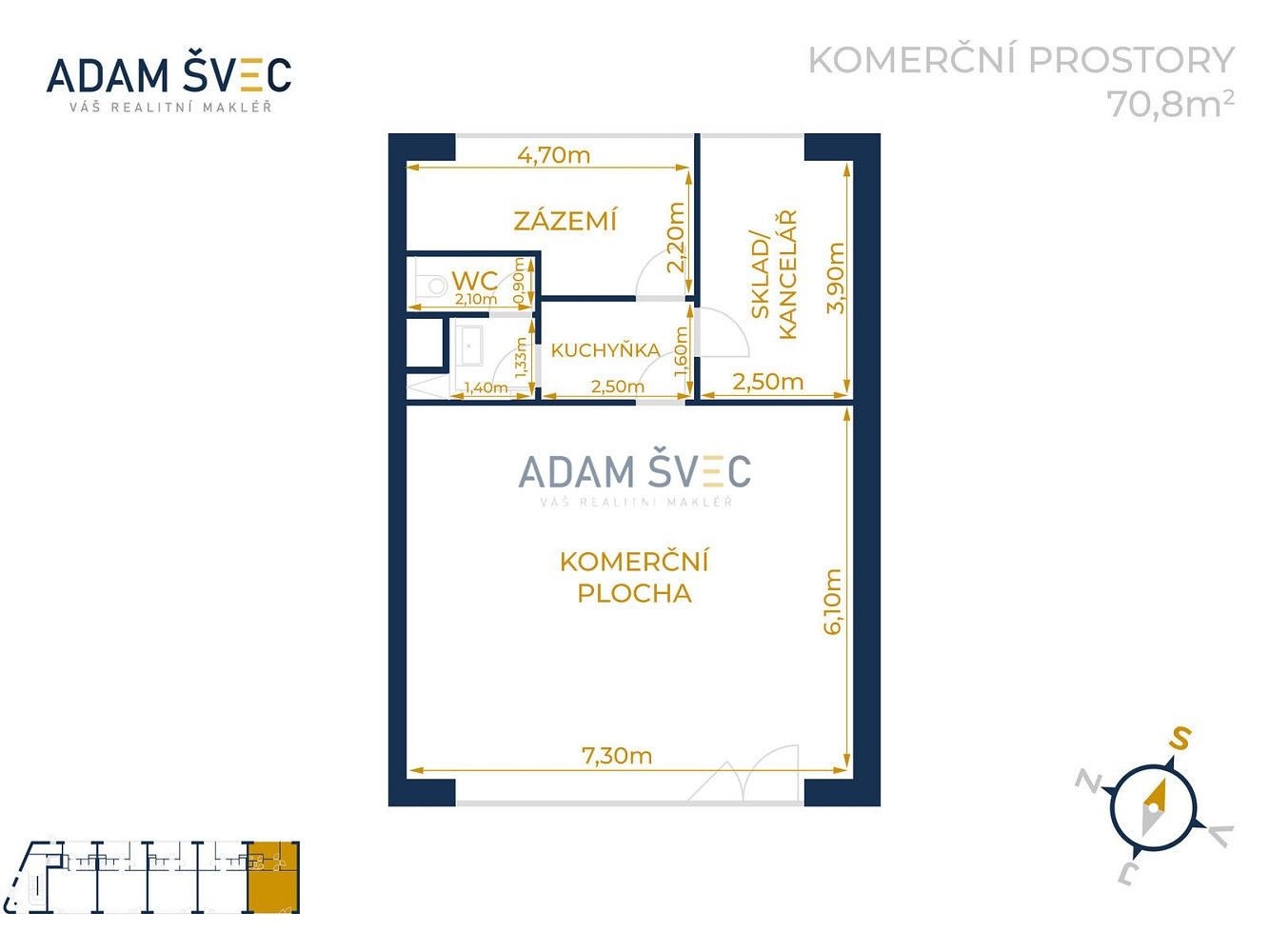 Obchodní prostory, 71 m²