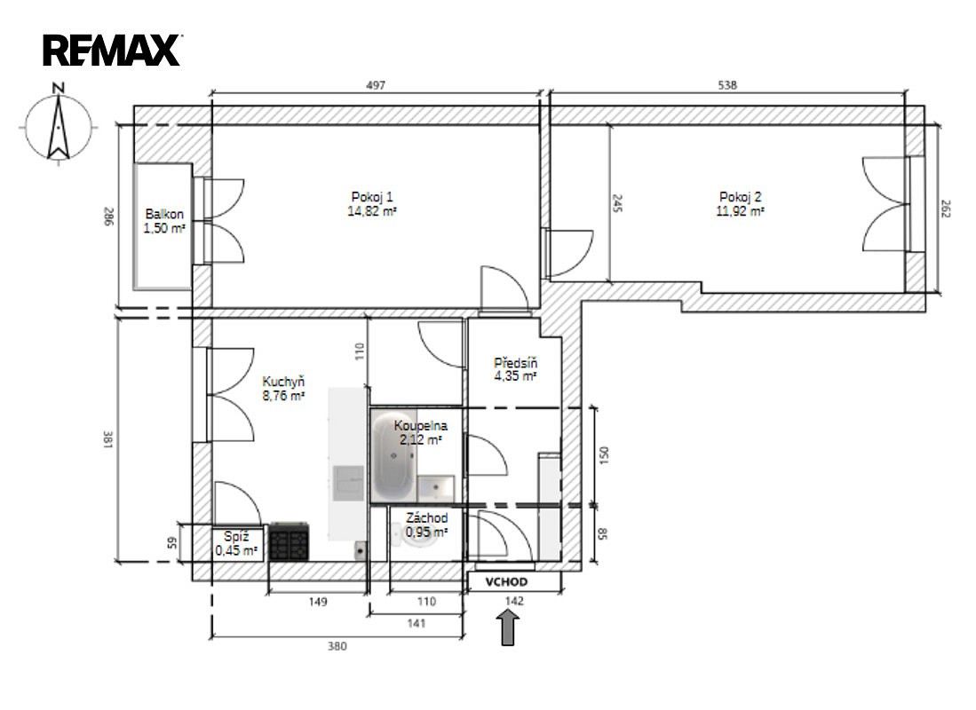 Prodej byt 2+1 - Brno - Královo Pole, okres Brno-město, Jihomoravský kraj, 45 m² - 2