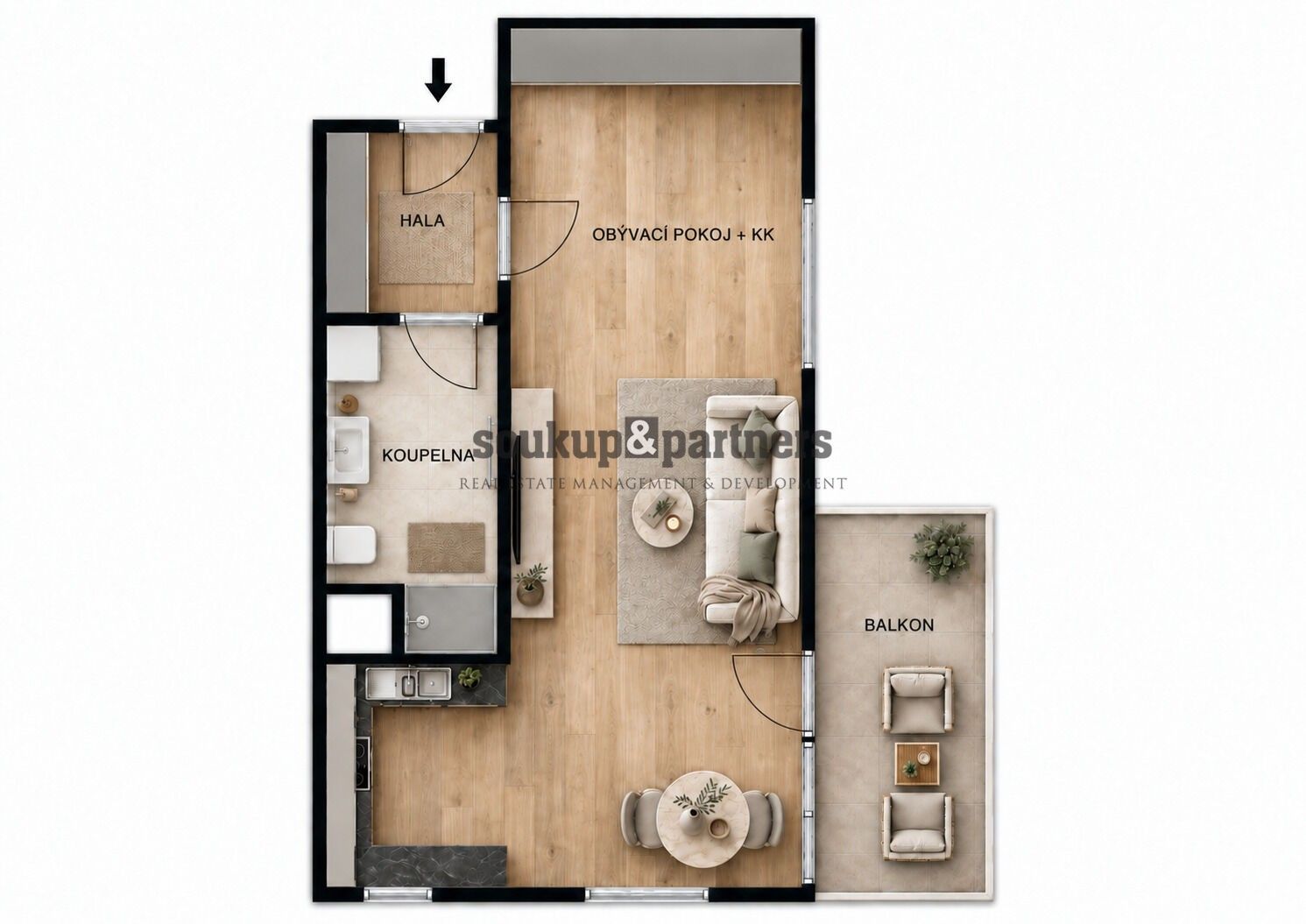 Byt 1+kk · 39 m² · Prosecká, Praha - 3