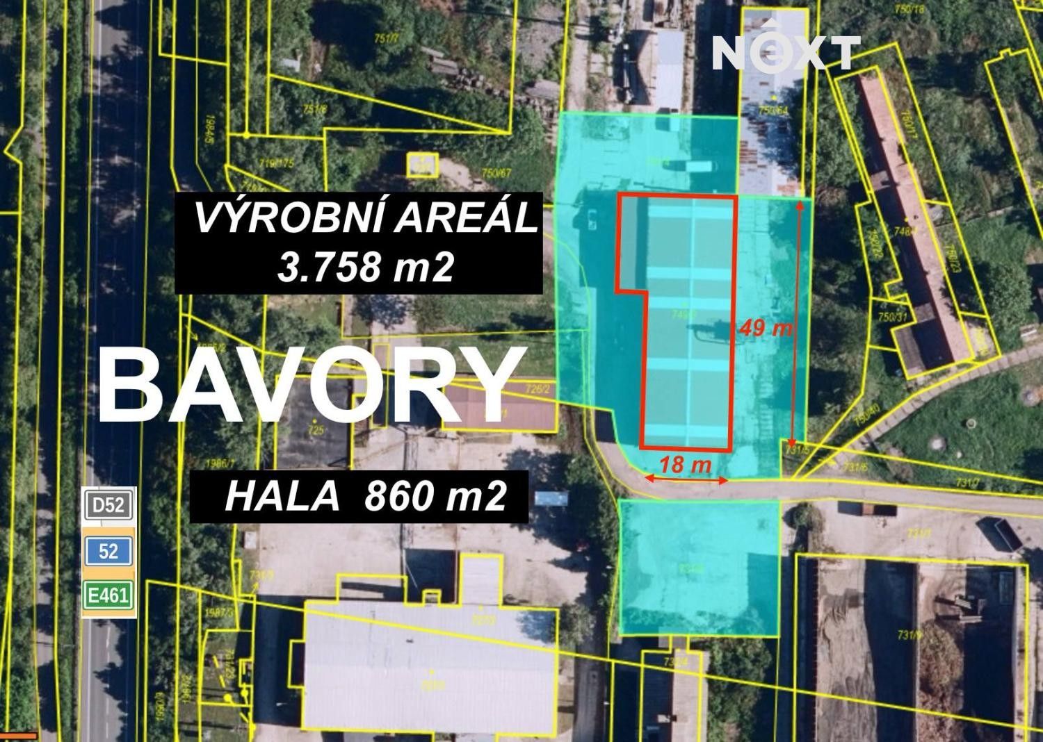 Výrobní prostory, Bavory, 860 m²