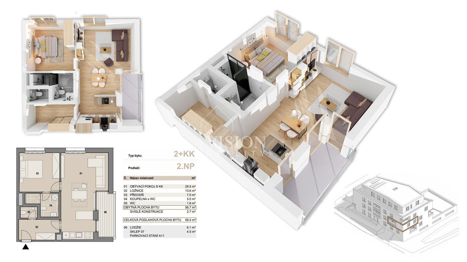 2+kk, Příbram, 57 m² - 2