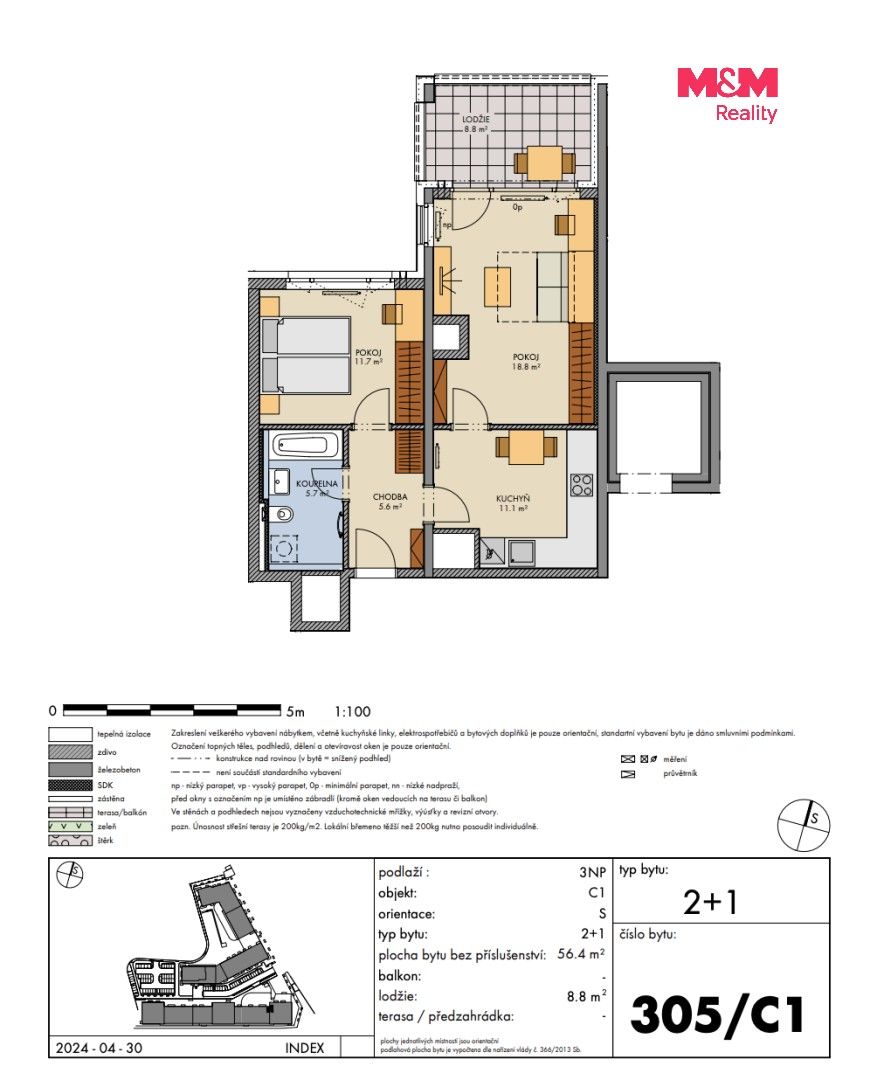 Byt 2+1 · 56 m² · Svitákova, Praha - 3