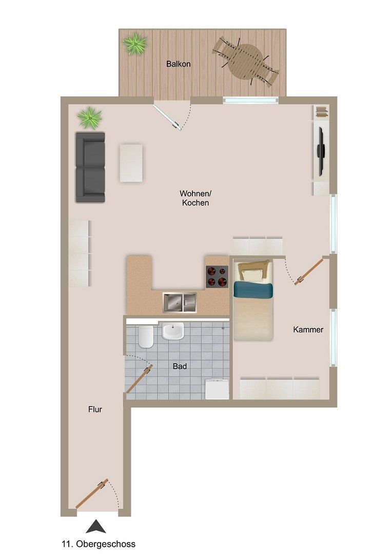 2+1, Brunnthal Faistenhaar Bayern 85649, 54 m² - 1