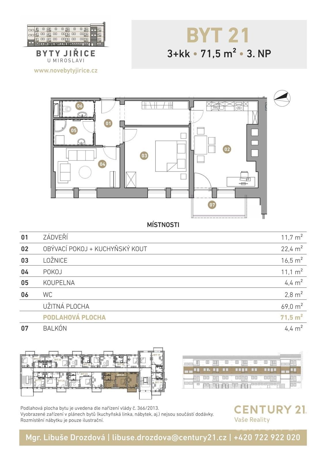 Byt 3+kk · 69 m² · Jiřice u Miroslavi - 4