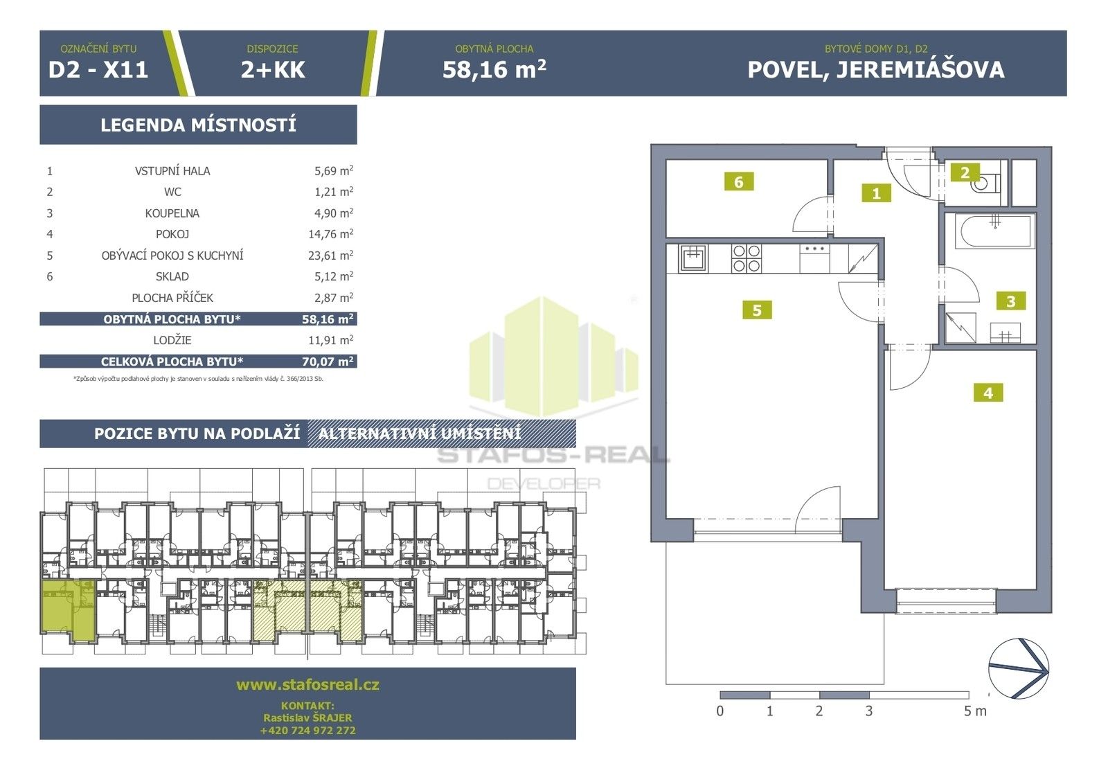 Byt 2+kk · 58 m² · Jeremiášova, Olomouc Povel - 3