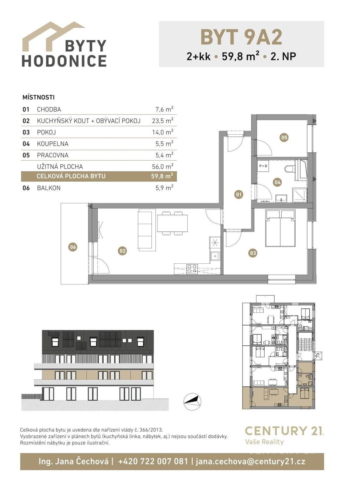 Byt 2+kk · 59 m² · Panská, Hodonice - 4