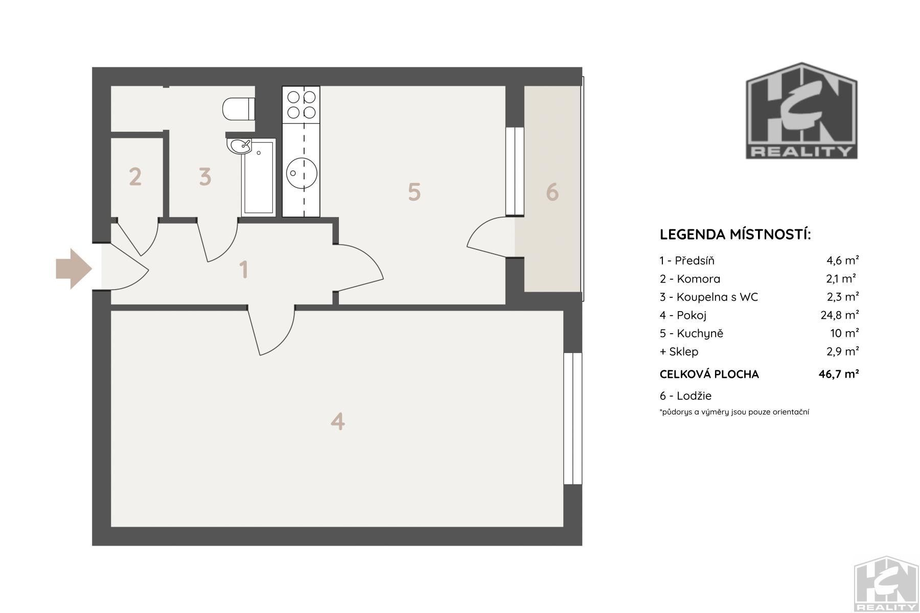 1+1, Nová Pasířská, Jablonec nad Nisou, 46 m² - 2