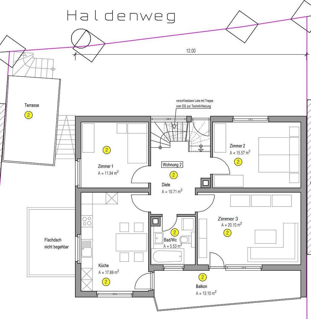 Byty, Haldenweg 16, , Bádensko-Württembersko, 17 m² - 2