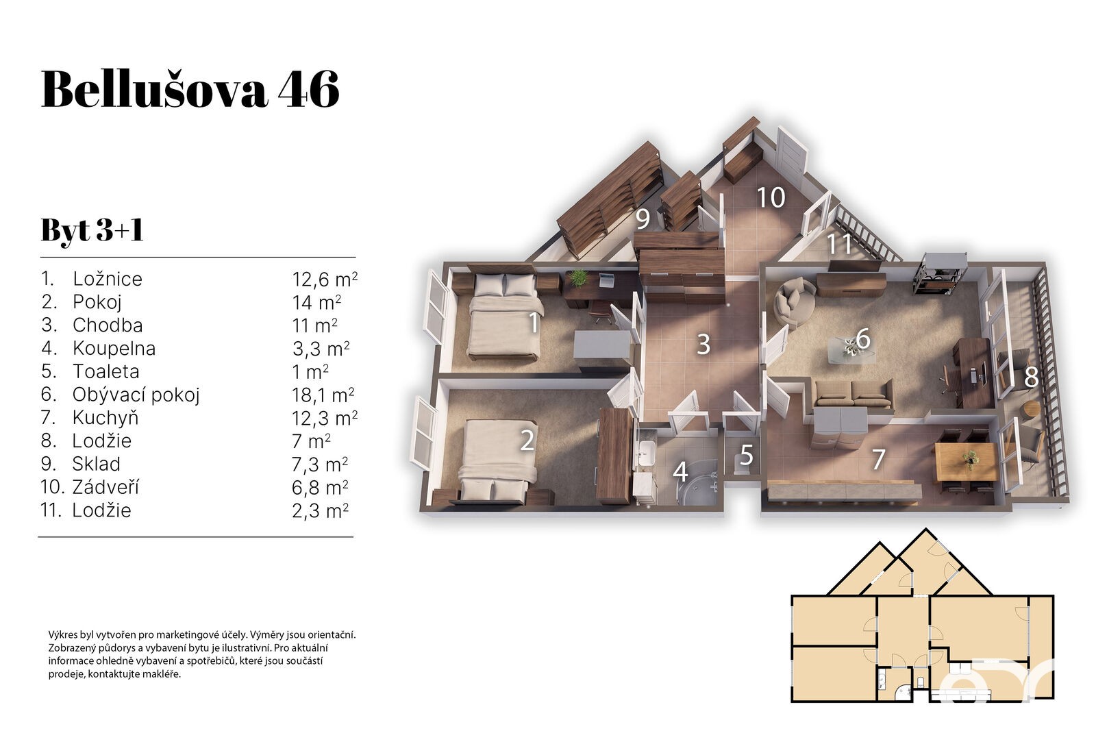 Byt 3+1 · 80 m² · Bellušova 1865, Praha Stodůlky - 4