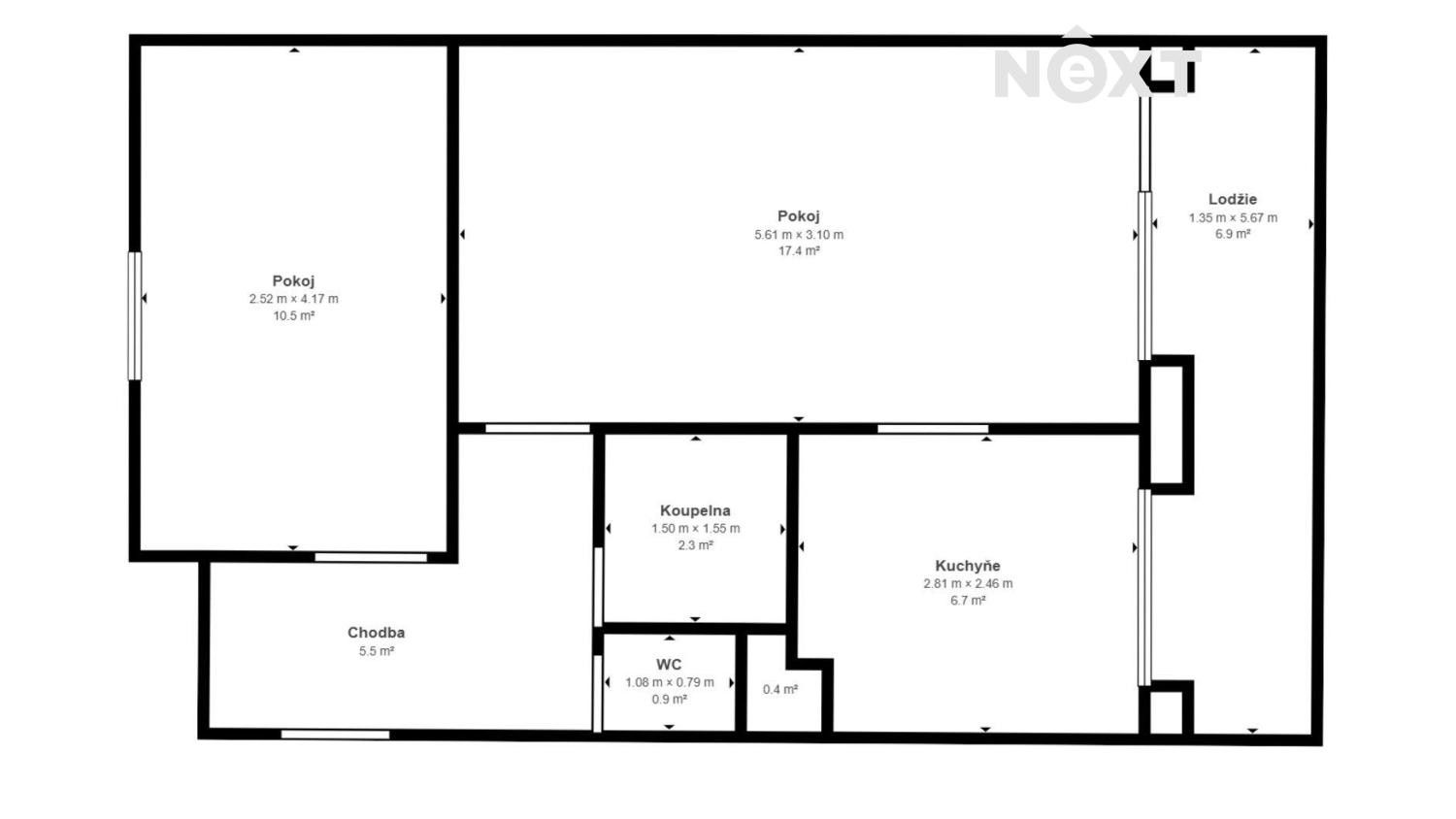 Prodej byt 2+1 - Pražské Předměstí, Bílina, 48 m²