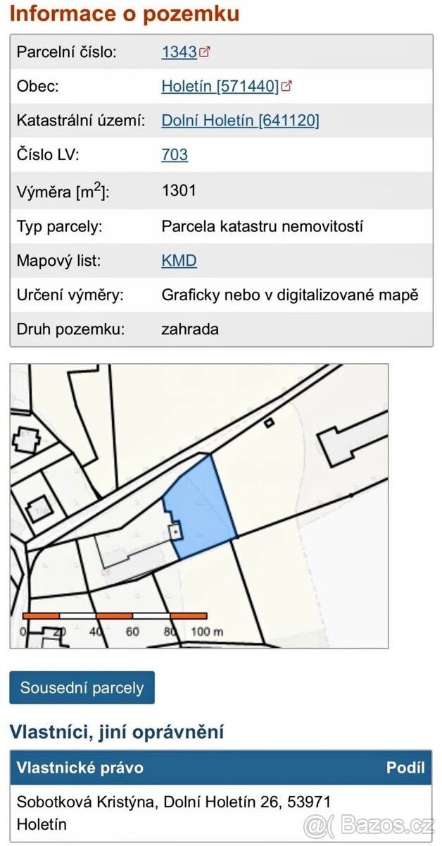 Pozemky pro bydlení, Holetín, 539 71