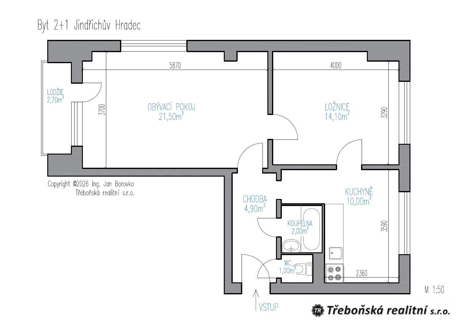 2+1, Třebického, Jindřichův Hradec II, 55 m² - 2